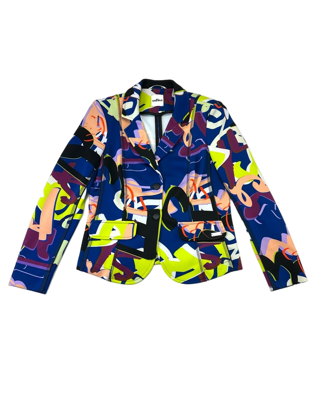 Airfield Candy Graphic Print Stretch Blazer Size 40 Medium Statement European